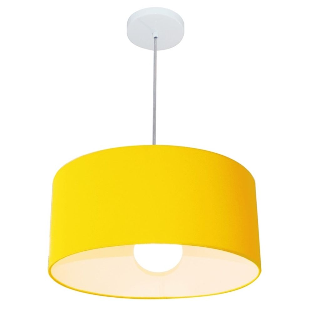 Pendente Cilíndrico 4052 Cúpula em Tecido 50x21cm Amarelo - Bivolt Pendente Cilíndrico 4052 Cúpula em Tecido 50x21cm Amarelo - Bivolt