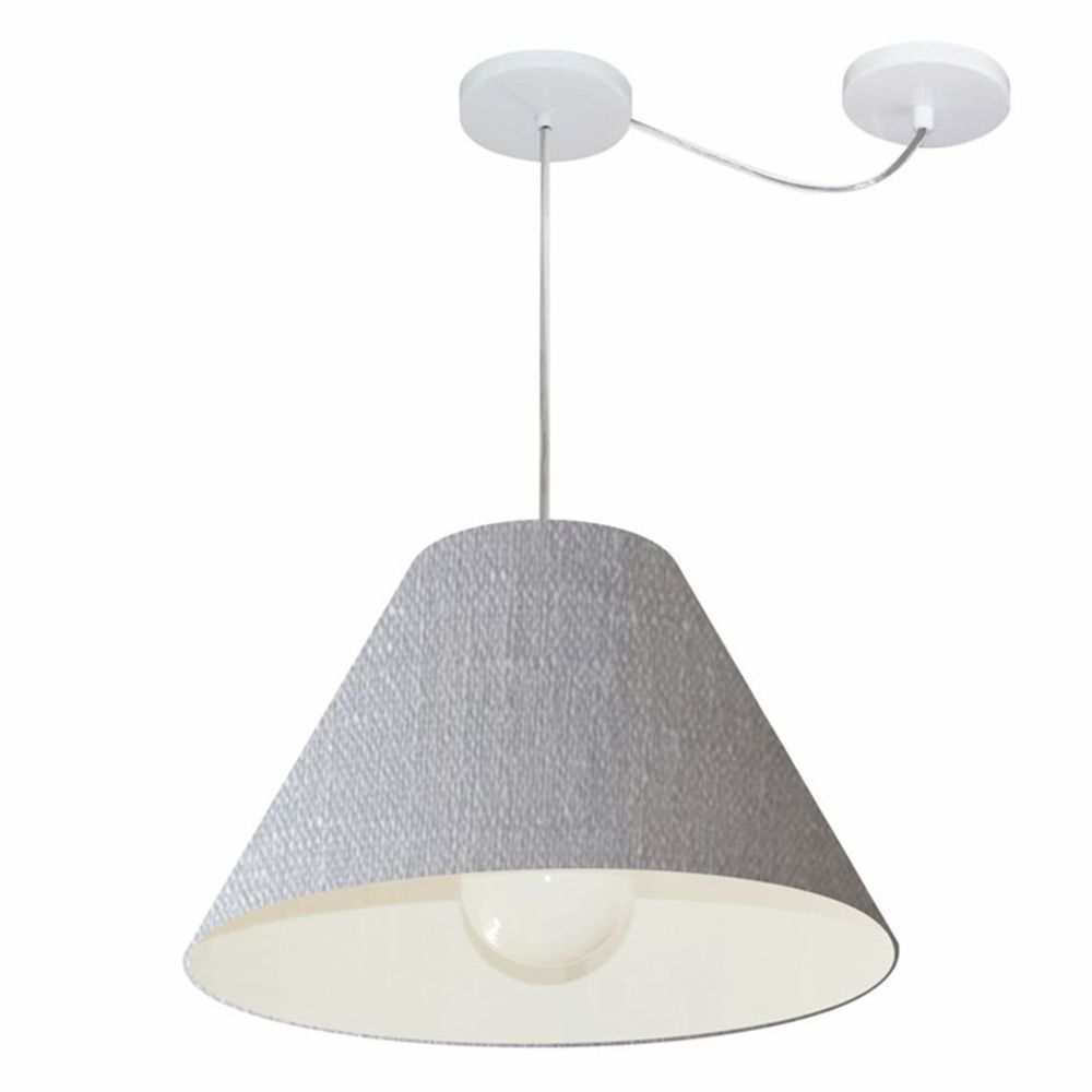 Pendente Cone Com Desvio Md-4273 Cúpula Tecido 21/30x40cm Rústico Cinza - Bivolt Pendente Cone Com Desvio Md-4273 Cúpula Tecido 21/30x40cm Rústico Cinza - Bivolt