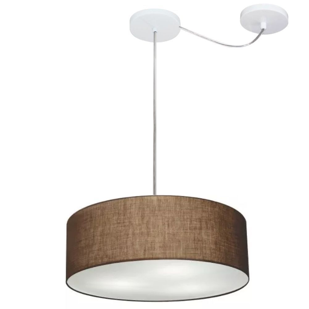 Pendente Cilíndrico Com Desvio Md-4255 Cúpula em Tecido 40x15cm Café - Bivolt Pendente Cilíndrico Com Desvio Md-4255 Cúpula em Tecido 40x15cm Café - Bivolt