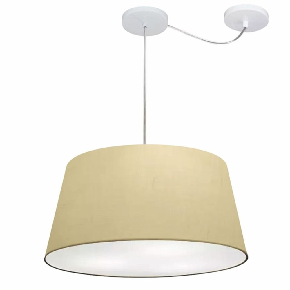 Pendente Cone Com Desvio Md-4282 Cúpula Tecido 21/40x50cm Algodão Crú - Bivolt Pendente Cone Com Desvio Md-4282 Cúpula Tecido 21/40x50cm Algodão Crú - Bivolt