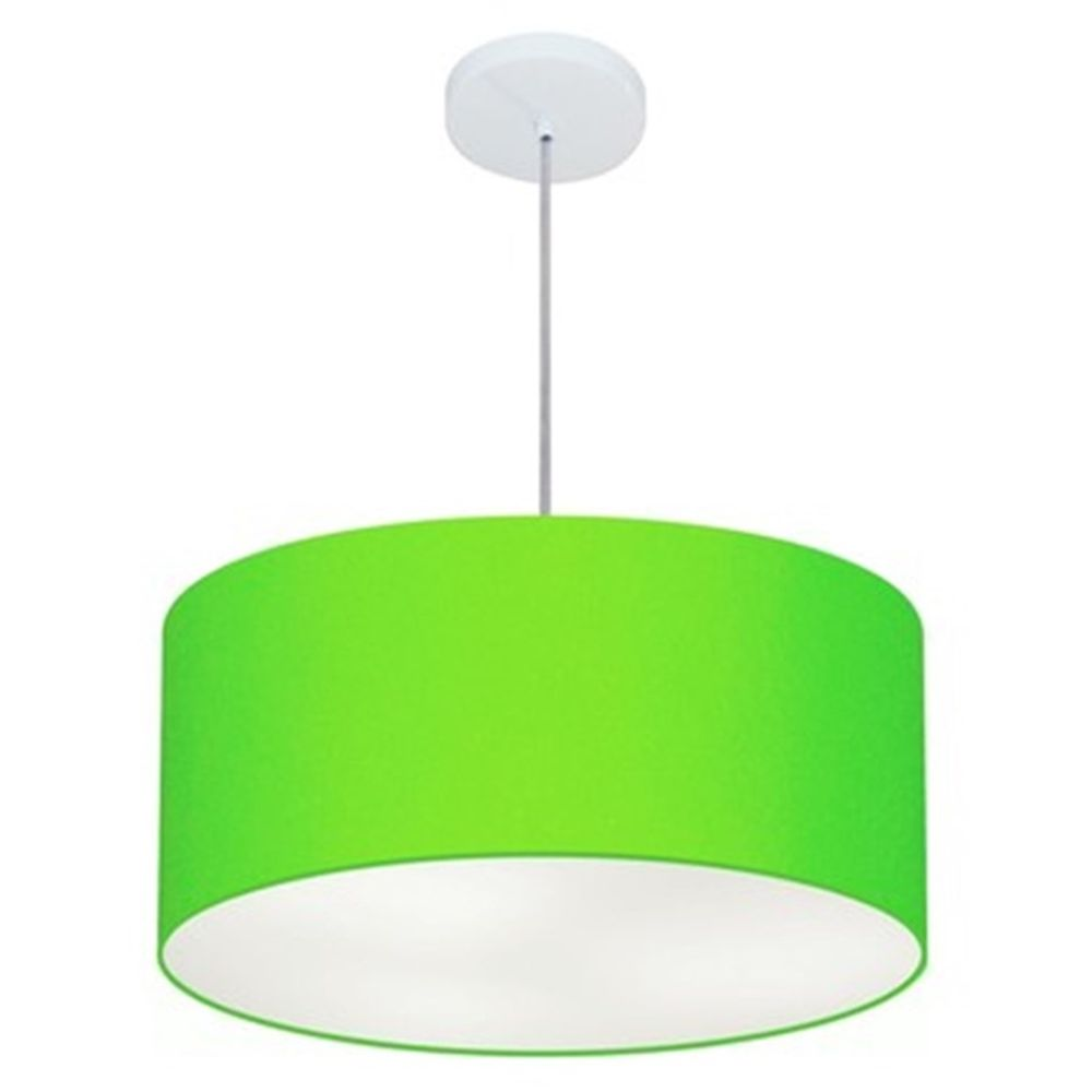 Pendente Cilíndrico Md-4049 Cúpula em Tecido 50x21cm Verde Limão - Bivolt Pendente Cilíndrico Md-4049 Cúpula em Tecido 50x21cm Verde Limão - Bivolt