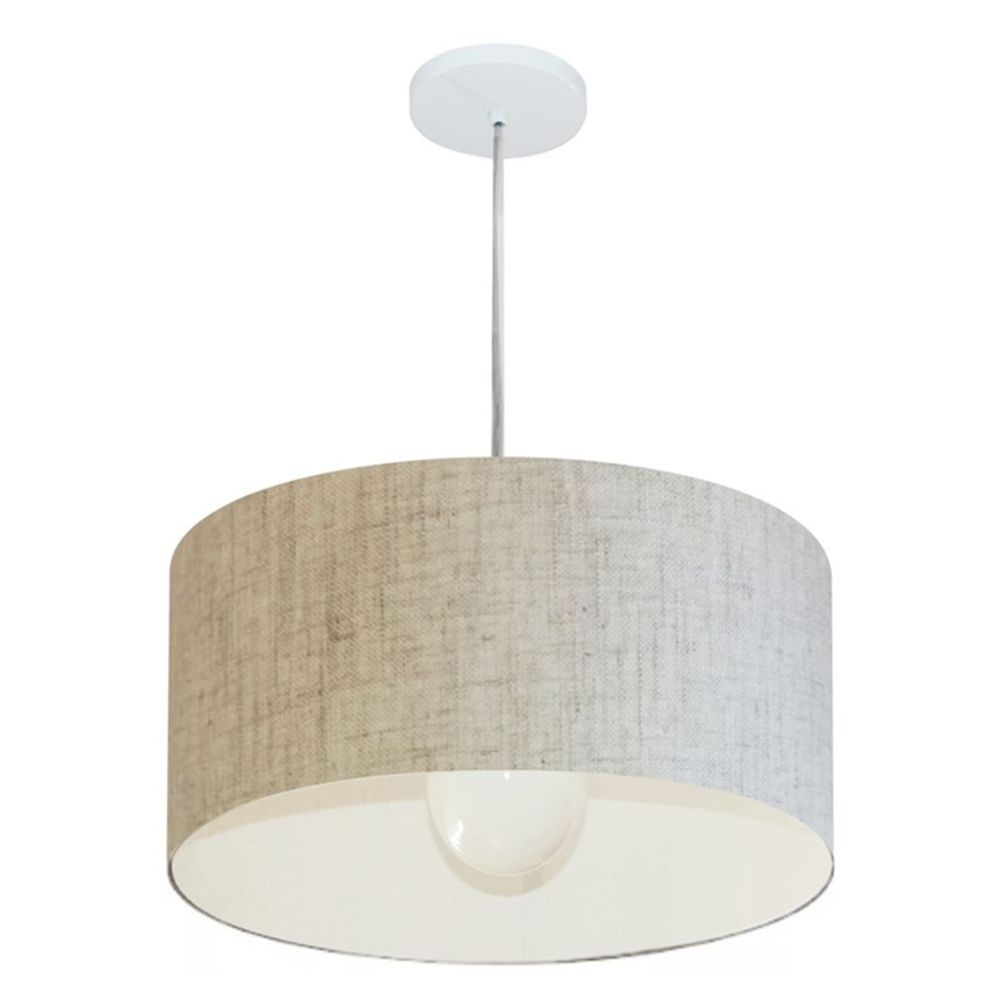 Pendente Cilíndrico Md-4204 Cúpula em Tecido 45x25cm Rústico Bege - Bivolt Pendente Cilíndrico Md-4204 Cúpula em Tecido 45x25cm Rústico Bege - Bivolt