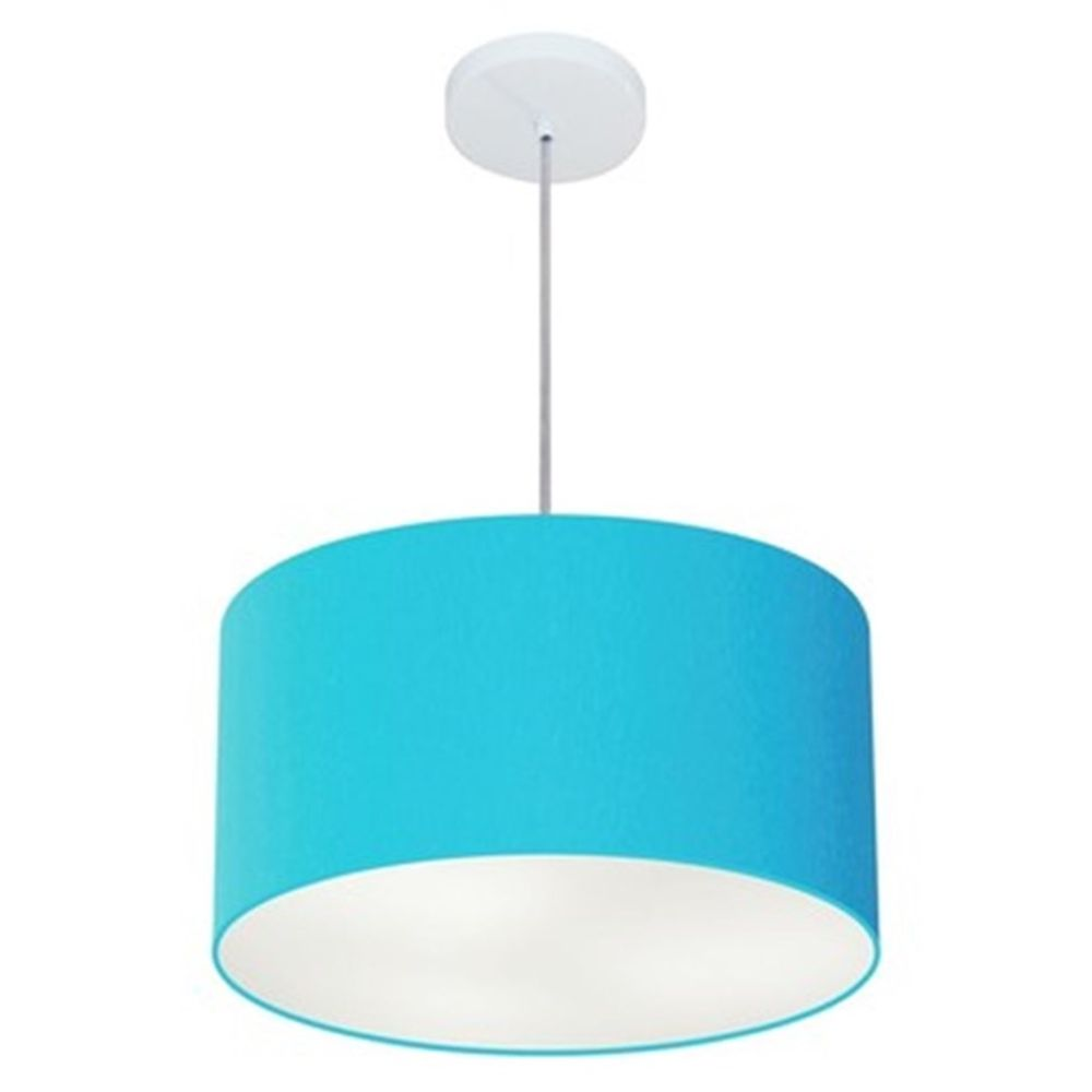 Pendente Cilíndrico Md-4099 Cúpula em Tecido 40x25cm Azul Turquesa - Bivolt Pendente Cilíndrico Md-4099 Cúpula em Tecido 40x25cm Azul Turquesa - Bivolt