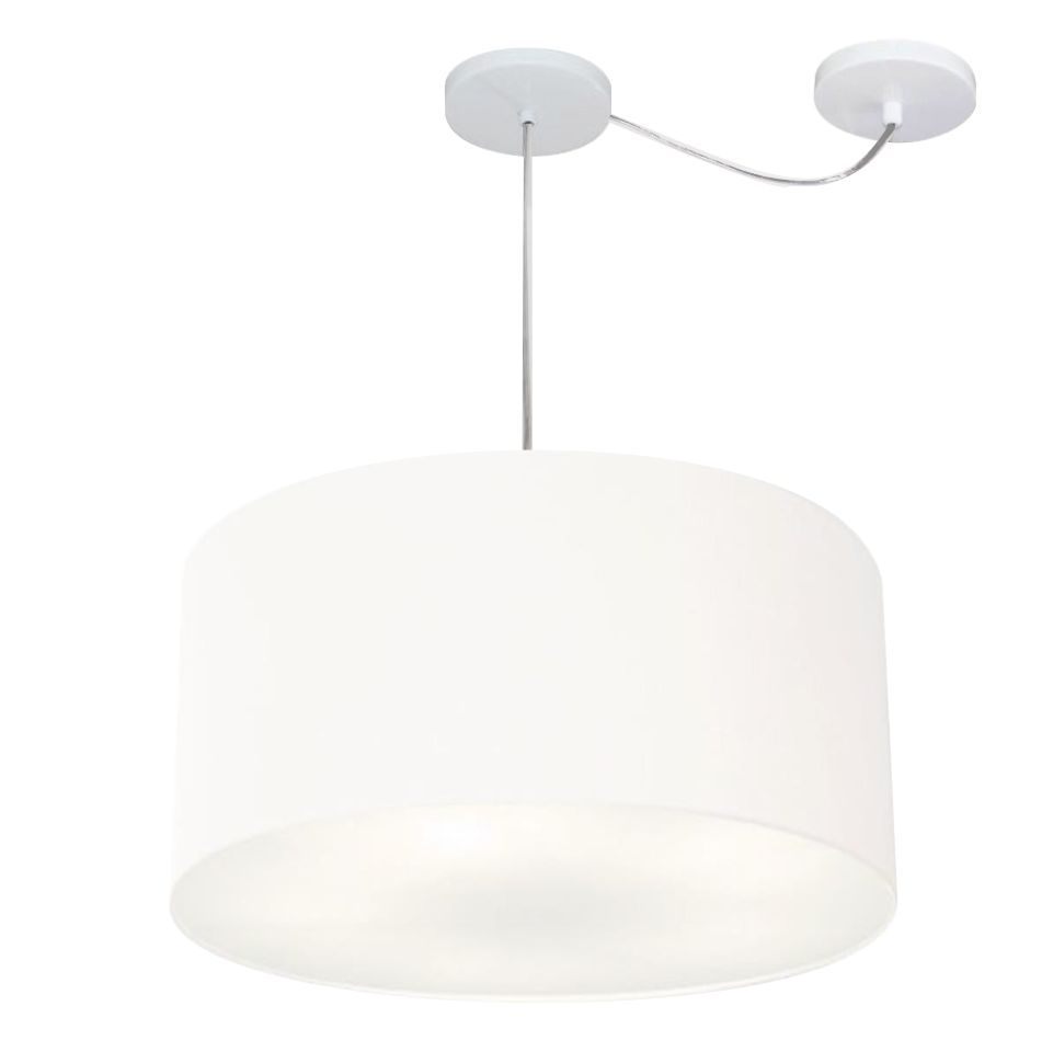 Pendente Cilíndrico Com Desvio Md-4238 Cúpula em Tecido 45x25cm Branco - Bivolt Pendente Cilíndrico Com Desvio Md-4238 Cúpula em Tecido 45x25cm Branco - Bivolt