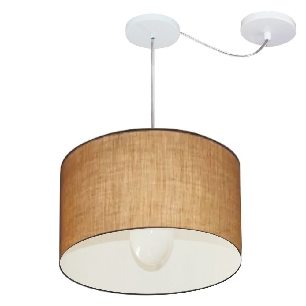 Pendente Cilíndrico Com Desvio Md-4226 Cúpula em Tecido 40x25cm Palha - Bivolt Pendente Cilíndrico Com Desvio Md-4226 Cúpula em Tecido 40x25cm Palha - Bivolt