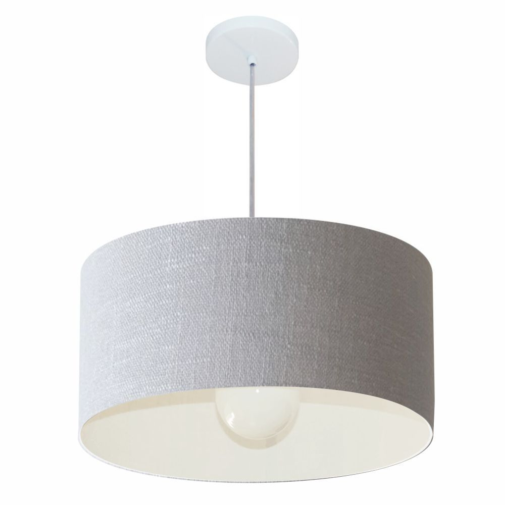 Pendente Cilíndrico Md-4206 Cúpula em Tecido 50x25cm Rústico Cinza - Bivolt Pendente Cilíndrico Md-4206 Cúpula em Tecido 50x25cm Rústico Cinza - Bivolt