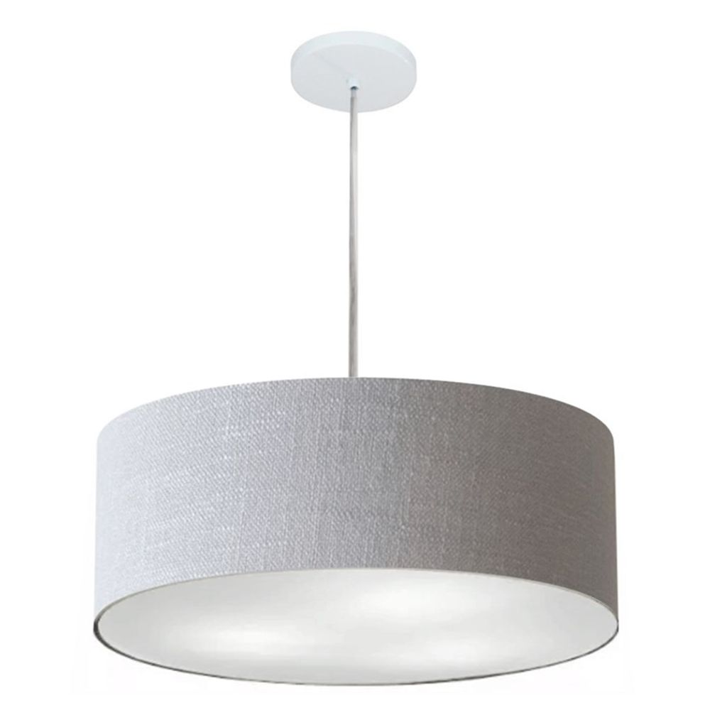 Pendente Cilíndrico Md-4218 Cúpula em Tecido 55x15cm Rústico Cinza - Bivolt Pendente Cilíndrico Md-4218 Cúpula em Tecido 55x15cm Rústico Cinza - Bivolt