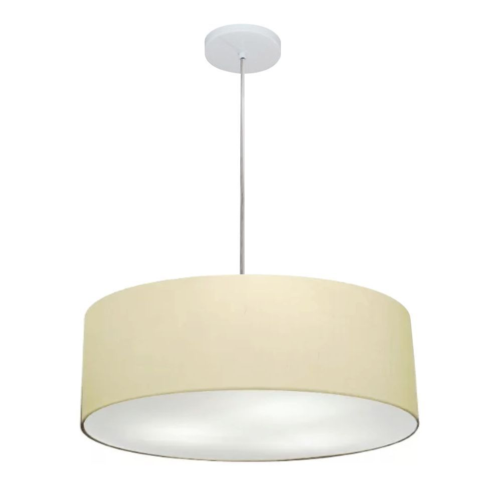 Pendente Cilíndrico Md-4254 Cúpula em Tecido 45x15cm Algodão Crú - Bivolt Pendente Cilíndrico Md-4254 Cúpula em Tecido 45x15cm Algodão Crú - Bivolt