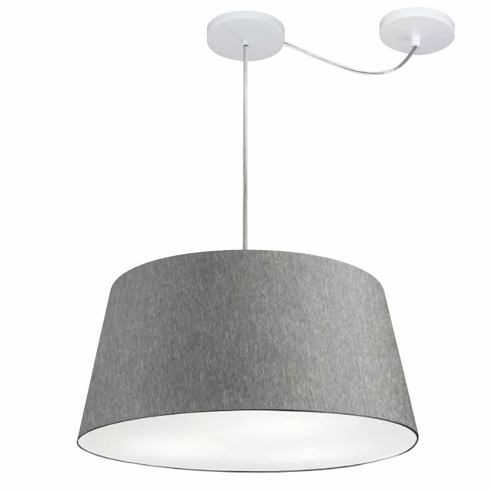 Pendente Cone Com Desvio Md-4282 Cúpula Tecido 21/40x50cm Rústico Cinza - Bivolt Pendente Cone Com Desvio Md-4282 Cúpula Tecido 21/40x50cm Rústico Cinza - Bivolt