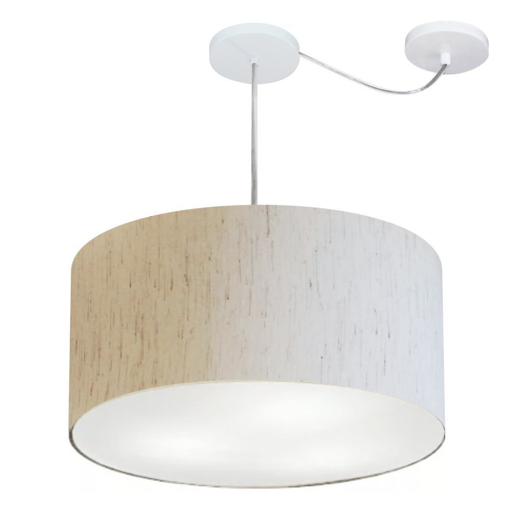 Pendente Cilíndrico Com Desvio Md-4261 Cúpula em Tecido 50x30cm Linho Bege - Bivolt Pendente Cilíndrico Com Desvio Md-4261 Cúpula em Tecido 50x30cm Linho Bege - Bivolt