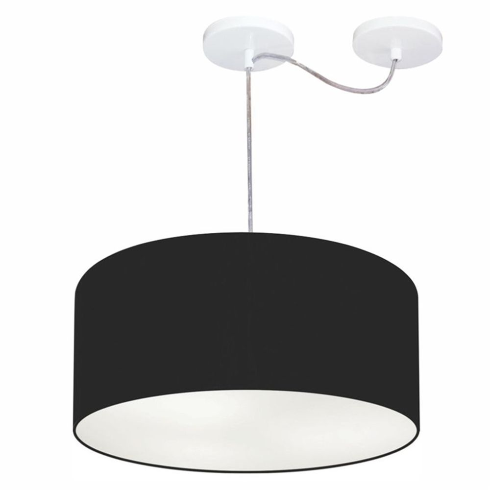 Pendente Cilíndrico Com Desvio Md-4151 Cúpula em Tecido 50x25cm Preto - Bivolt Pendente Cilíndrico Com Desvio Md-4151 Cúpula em Tecido 50x25cm Preto - Bivolt