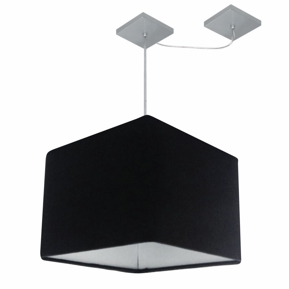Pendente Quadrada C/ Desvio Md-4269 Cúpula em Tecido 30/40x40cm Preto - Bivolt Pendente Quadrada C/ Desvio Md-4269 Cúpula em Tecido 30/40x40cm Preto - Bivolt