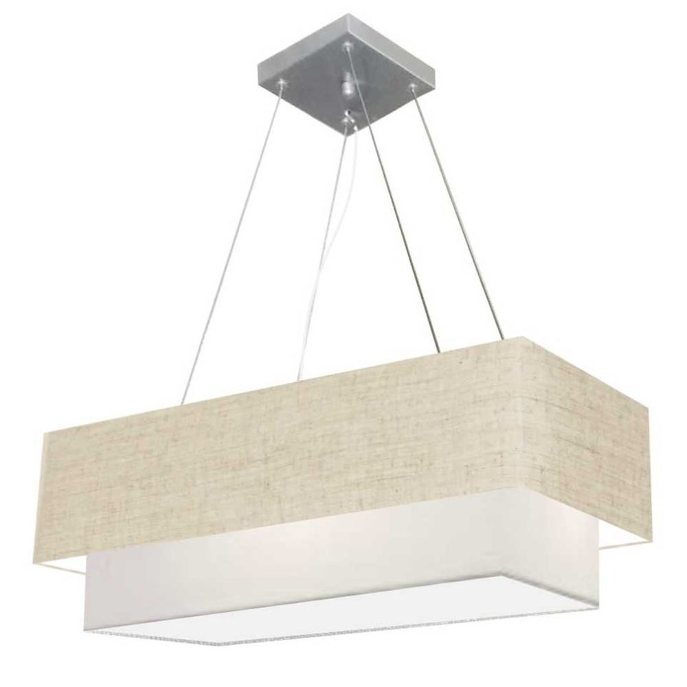 Pendente Duplo Retangular Vivare Md-4322 Cúpula em Tecido 99x40cm x 80x30cm RST/BR - Bivolt Pendente Duplo Retangular Vivare Md-4322 Cúpula em Tecido 99x40cm x 80x30cm RST/BR - Bivolt