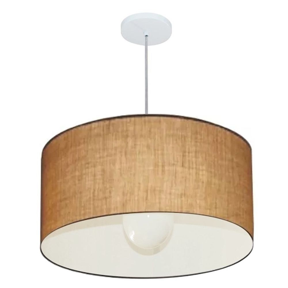 Pendente Cilíndrico Md-4208 Cúpula em Tecido 55x30cm Palha - Bivolt Pendente Cilíndrico Md-4208 Cúpula em Tecido 55x30cm Palha - Bivolt