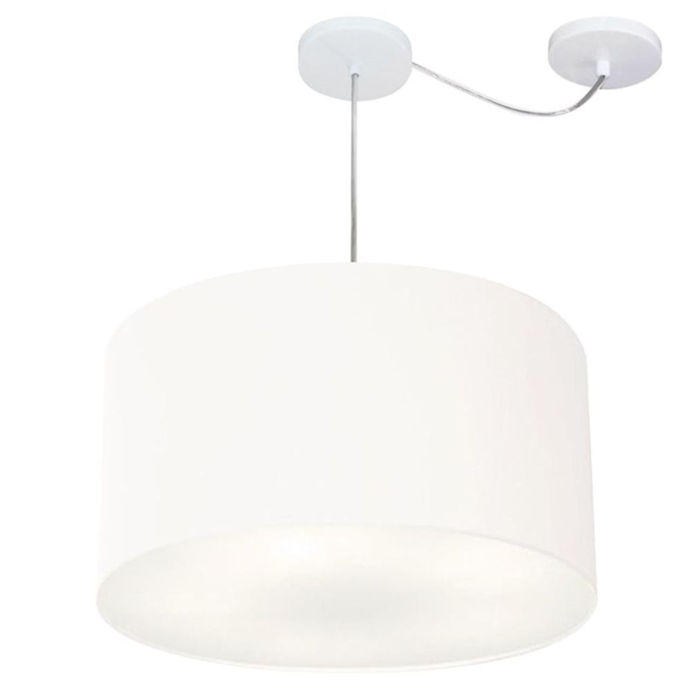 Pendente Cilíndrico Com Desvio Md-4167 Cúpula em Tecido 60x30cm Branco - Bivolt Pendente Cilíndrico Com Desvio Md-4167 Cúpula em Tecido 60x30cm Branco - Bivolt