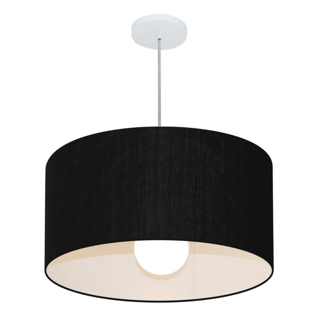 Pendente Cilíndrico Md-4208 Cúpula em Tecido 55x30cm Preto - Bivolt Pendente Cilíndrico Md-4208 Cúpula em Tecido 55x30cm Preto - Bivolt