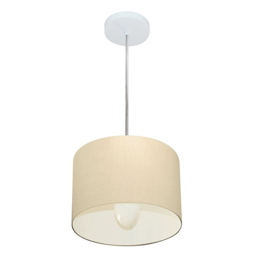 Pendente Cilíndrico Md-4201 Cúpula em Tecido 25x25cm Algodão Crú - Bivolt Pendente Cilíndrico Md-4201 Cúpula em Tecido 25x25cm Algodão Crú - Bivolt