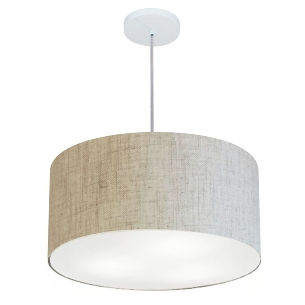 Pendente Cilíndrico Md-4243 Cúpula em Tecido 45x25cm Rústico Bege - Bivolt Pendente Cilíndrico Md-4243 Cúpula em Tecido 45x25cm Rústico Bege - Bivolt