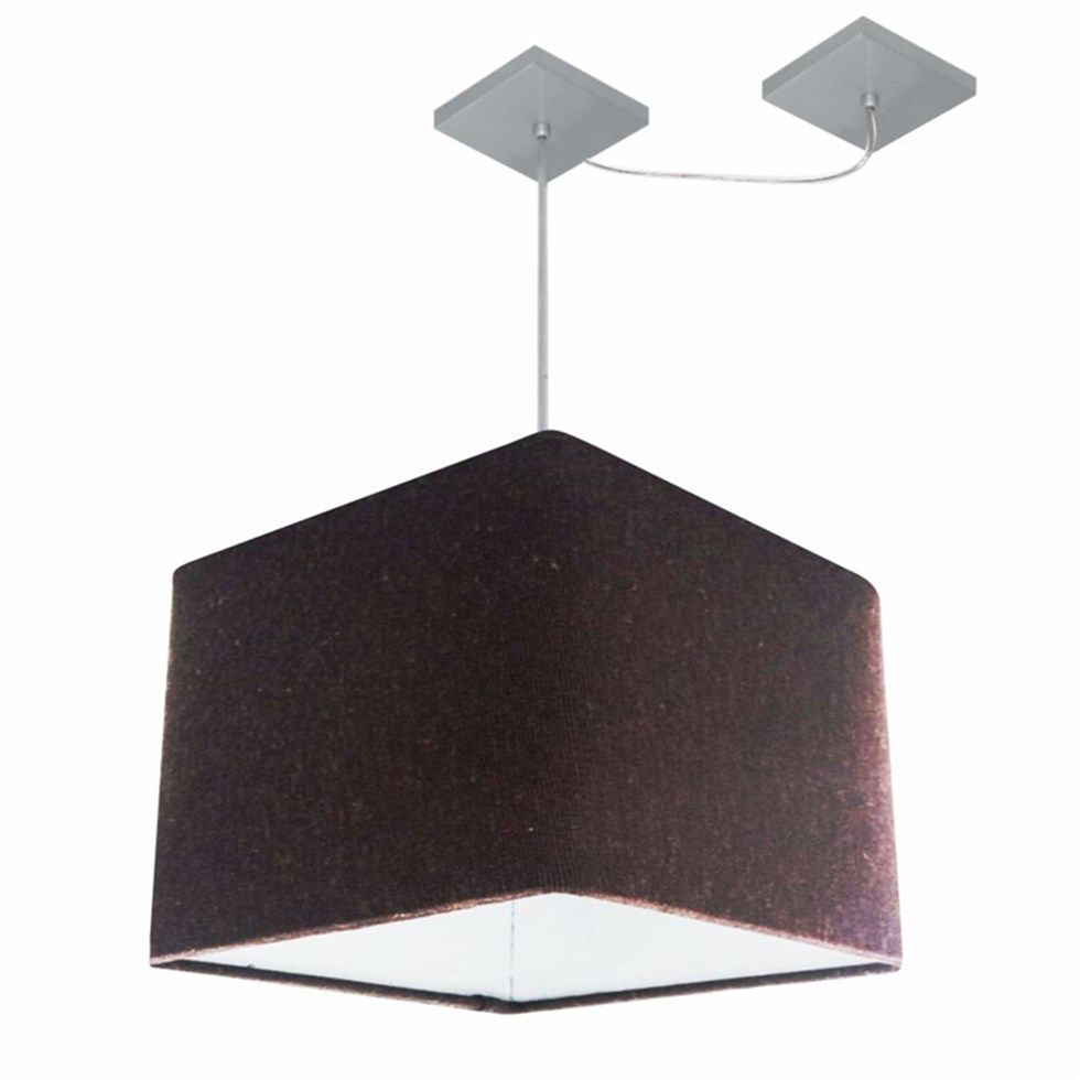 Pendente Quadrado C/ Desvio Md-4268 Cúpula em Tecido 30/35x35cm Café - Bivolt Pendente Quadrado C/ Desvio Md-4268 Cúpula em Tecido 30/35x35cm Café - Bivolt