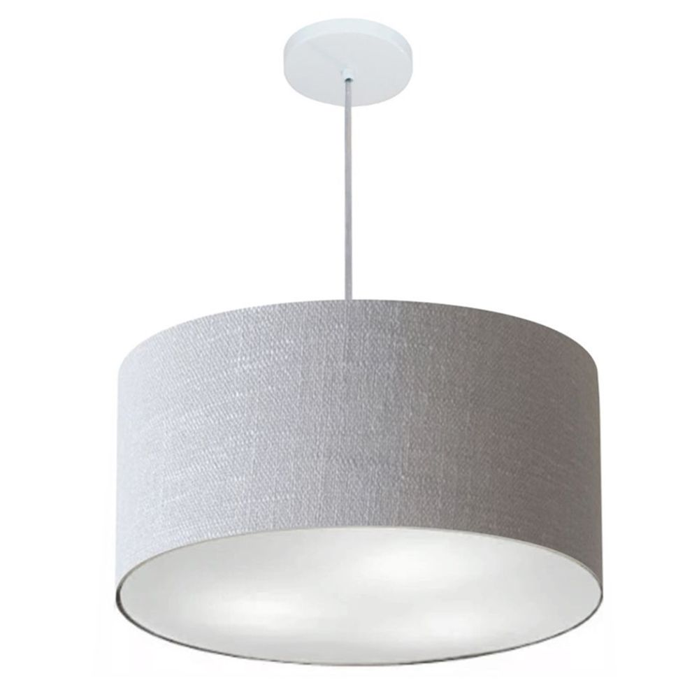 Pendente Cilíndrico Md-4243 Cúpula em Tecido 45x25cm Rústico Cinza - Bivolt Pendente Cilíndrico Md-4243 Cúpula em Tecido 45x25cm Rústico Cinza - Bivolt