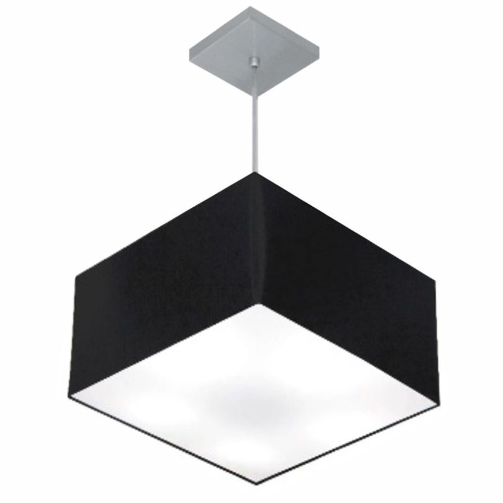 Pendente Quadrado Md-4020 Cúpula em Tecido 21/35x35cm Preto - Bivolt Pendente Quadrado Md-4020 Cúpula em Tecido 21/35x35cm Preto - Bivolt