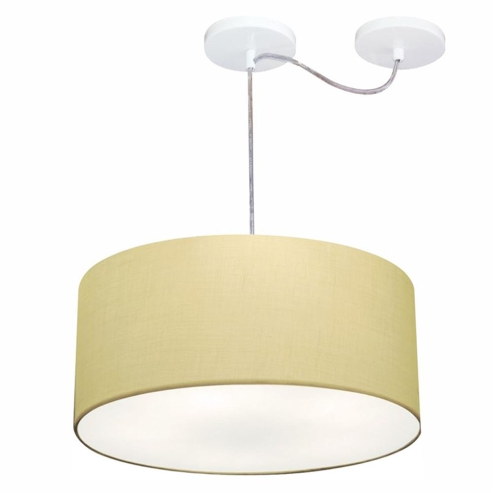 Pendente Cilíndrico Com Desvio Md-4151 Cúpula em Tecido 50x25cm Algodão Crú - Bivolt Pendente Cilíndrico Com Desvio Md-4151 Cúpula em Tecido 50x25cm Algodão Crú - Bivolt
