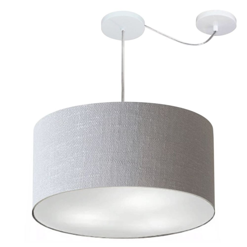 Pendente Cilíndrico Com Desvio Md-4251 Cúpula em Tecido 50x30cm Rústico Cinza - Bivolt Pendente Cilíndrico Com Desvio Md-4251 Cúpula em Tecido 50x30cm Rústico Cinza - Bivolt