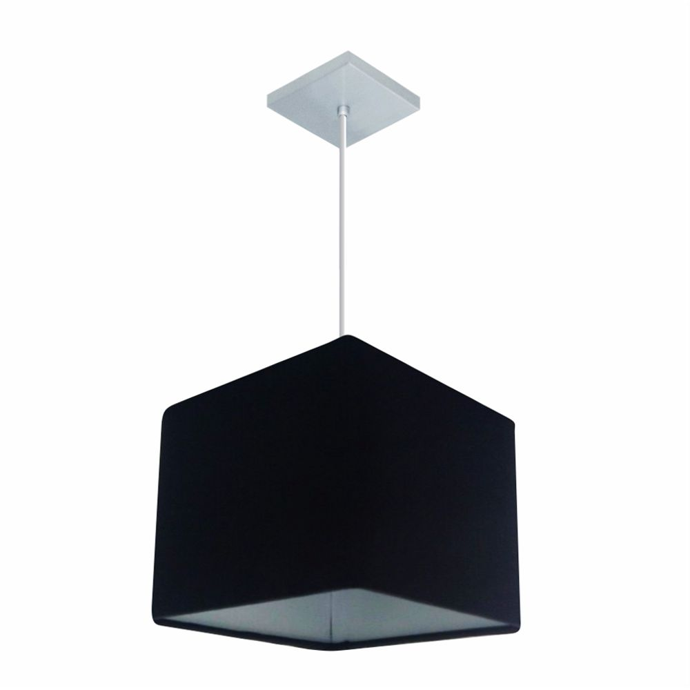 Pendente Quadrado Md-4058 Cúpula em Tecido 21/25x25cm Preto - Bivolt Pendente Quadrado Md-4058 Cúpula em Tecido 21/25x25cm Preto - Bivolt
