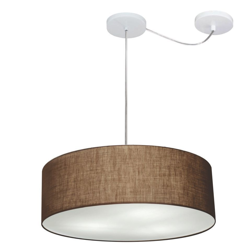 Pendente Cilíndrico Com Desvio Md-4222 Cúpula em Tecido 45x15cm Café - Bivolt Pendente Cilíndrico Com Desvio Md-4222 Cúpula em Tecido 45x15cm Café - Bivolt