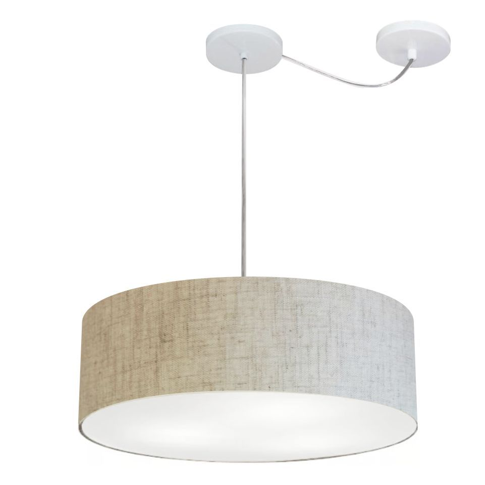 Pendente Cilíndrico Com Desvio Md-4222 Cúpula em Tecido 45x15cm Rústico Bege - Bivolt Pendente Cilíndrico Com Desvio Md-4222 Cúpula em Tecido 45x15cm Rústico Bege - Bivolt