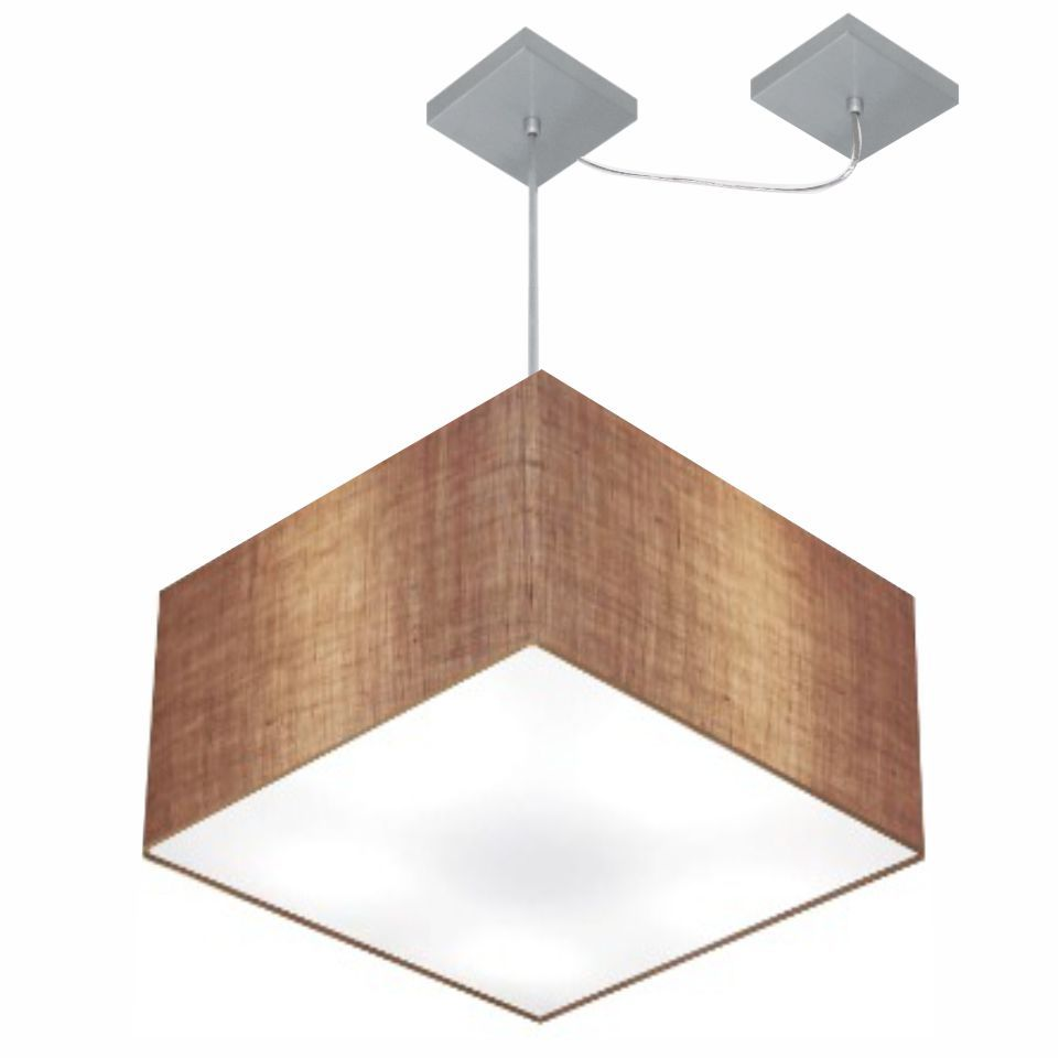 Pendente Quadrada C/ Desvio Md-4271 Cúpula em Tecido 30/40x40cm Palha - Bivolt Pendente Quadrada C/ Desvio Md-4271 Cúpula em Tecido 30/40x40cm Palha - Bivolt
