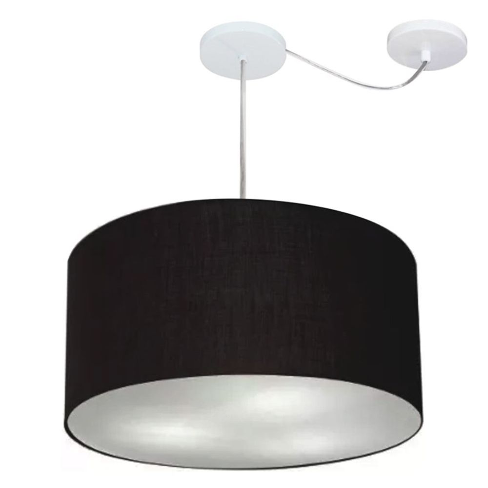 Pendente Cilíndrico Com Desvio Md-4251 Cúpula em Tecido 50x30cm Preto - Bivolt Pendente Cilíndrico Com Desvio Md-4251 Cúpula em Tecido 50x30cm Preto - Bivolt