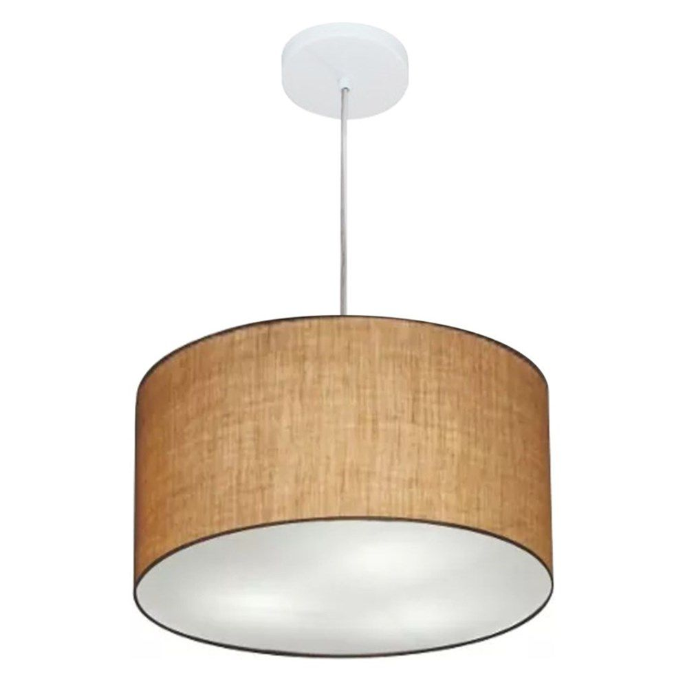 Pendente Cilíndrico Md-4244 Cúpula em Tecido 40x25cm Palha - Bivolt Pendente Cilíndrico Md-4244 Cúpula em Tecido 40x25cm Palha - Bivolt