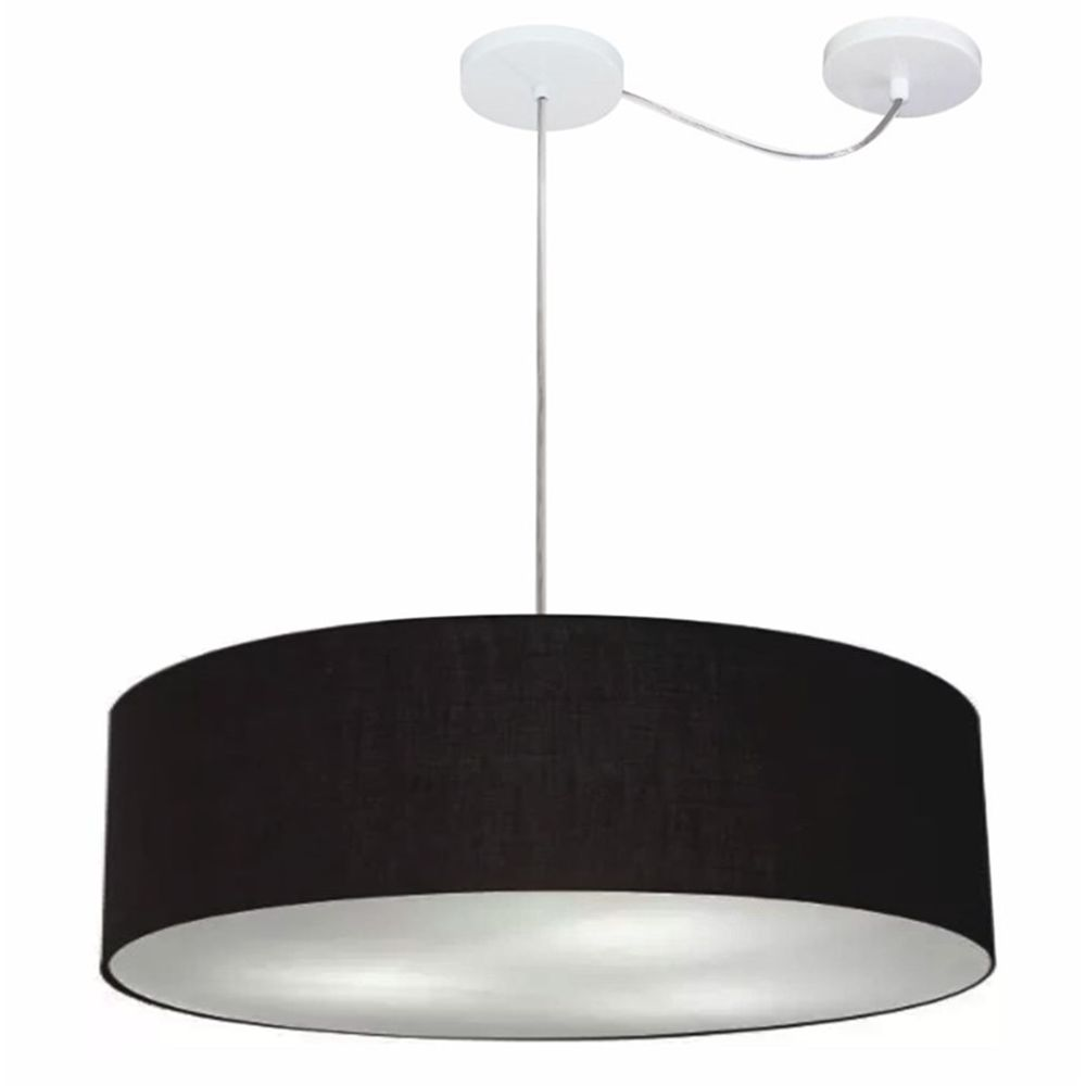 Pendente Cilíndrico Com Desvio Md-4265 Cúpula em Tecido 60x15cm Preto - Bivolt Pendente Cilíndrico Com Desvio Md-4265 Cúpula em Tecido 60x15cm Preto - Bivolt