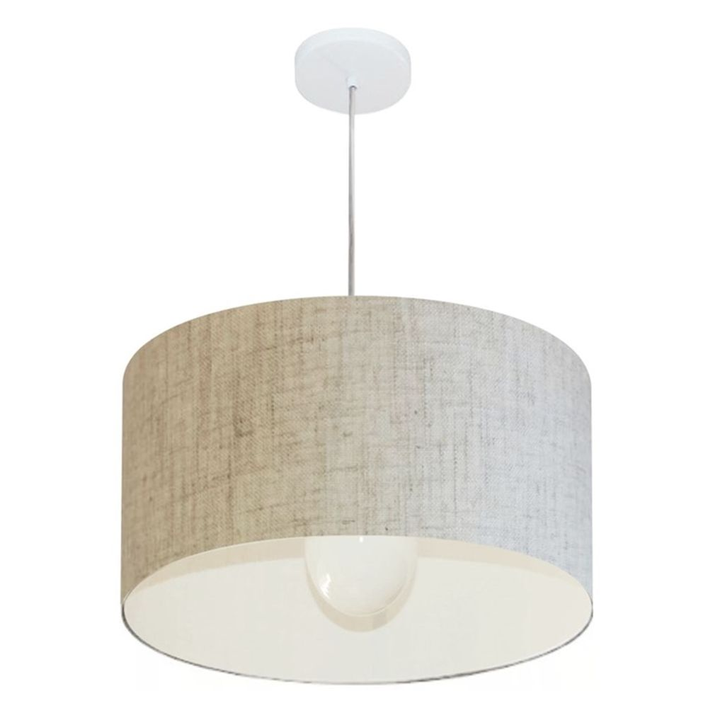 Pendente Cilíndrico Md-4205 Cúpula em Tecido 45x30cm Rústico Bege - Bivolt Pendente Cilíndrico Md-4205 Cúpula em Tecido 45x30cm Rústico Bege - Bivolt