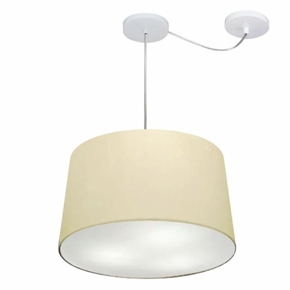 Pendente Cone Com Desvio Md-4277 Cúpula 30/40x45cm Algodão Crú - Bivolt Pendente Cone Com Desvio Md-4277 Cúpula 30/40x45cm Algodão Crú - Bivolt
