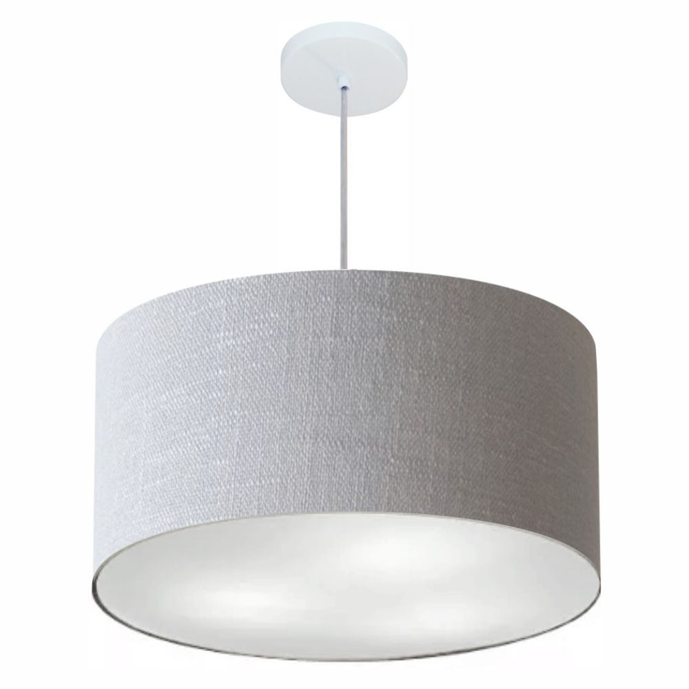 Pendente Cilíndrico Md-4080 Cúpula em Tecido 60x30cm Rústico Cinza - Bivolt Pendente Cilíndrico Md-4080 Cúpula em Tecido 60x30cm Rústico Cinza - Bivolt
