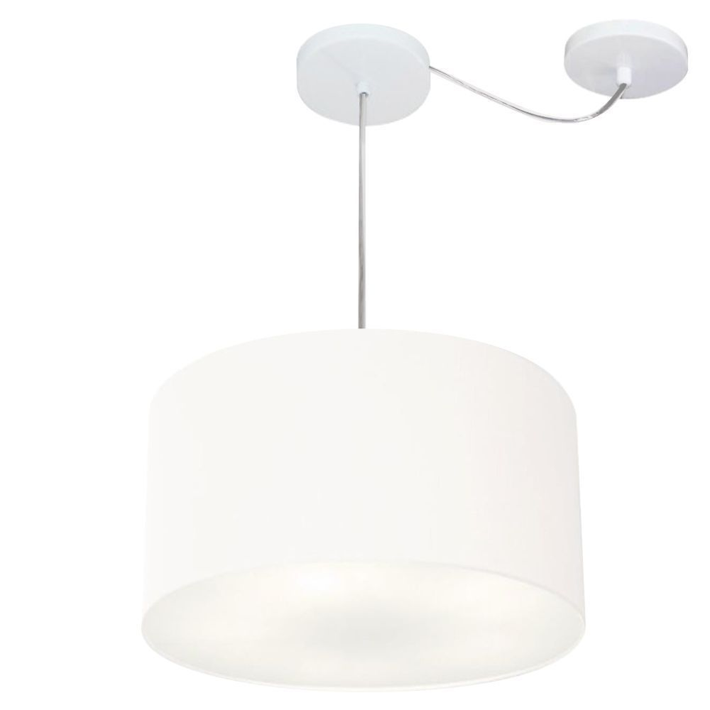 Pendente Cilíndrico Com Desvio Md-4256 Cúpula em Tecido 40x21cm Branco - Bivolt Pendente Cilíndrico Com Desvio Md-4256 Cúpula em Tecido 40x21cm Branco - Bivolt