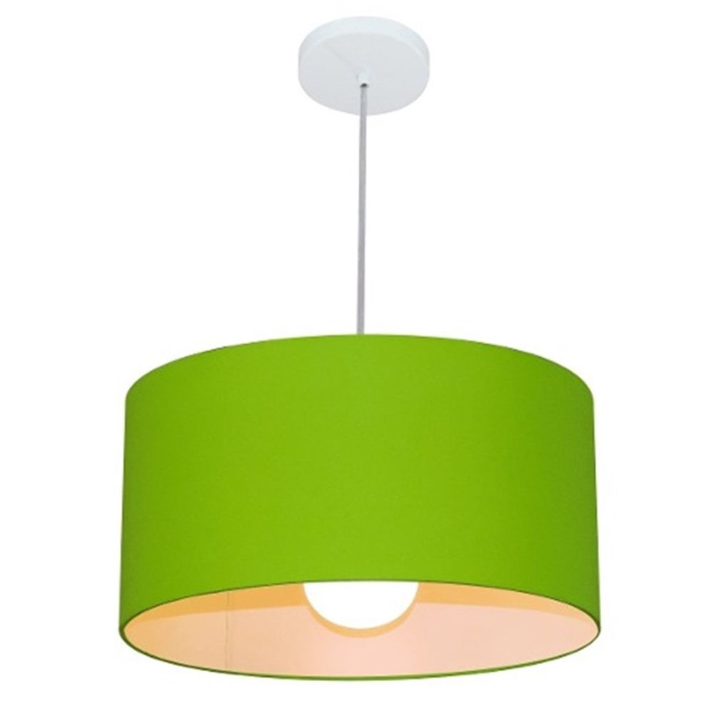 Pendente Cilíndrico 4052 Cúpula em Tecido 50x21cm Verde Limão - Bivolt Pendente Cilíndrico 4052 Cúpula em Tecido 50x21cm Verde Limão - Bivolt