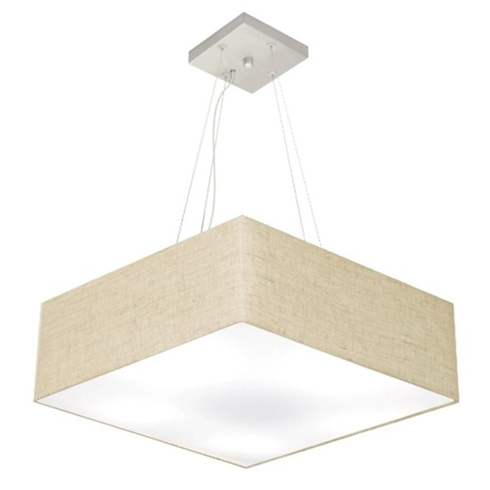 Pendente Quadrado Md-4137 Cúpula em Tecido 15-70x70cm Rústico Bege - Bivolt Pendente Quadrado Md-4137 Cúpula em Tecido 15-70x70cm Rústico Bege - Bivolt