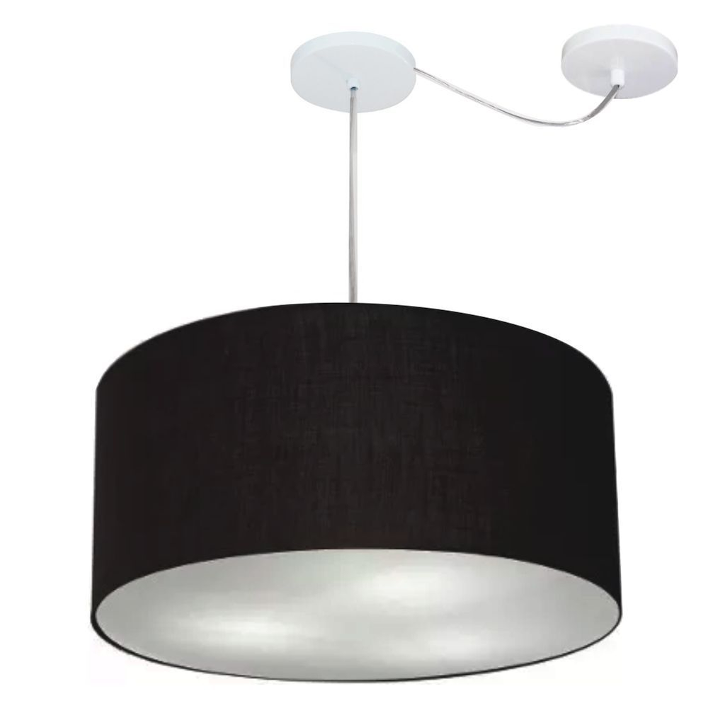 Pendente Cilíndrico Com Desvio Md-4263 Cúpula em Tecido 55x25cm Preto - Bivolt Pendente Cilíndrico Com Desvio Md-4263 Cúpula em Tecido 55x25cm Preto - Bivolt