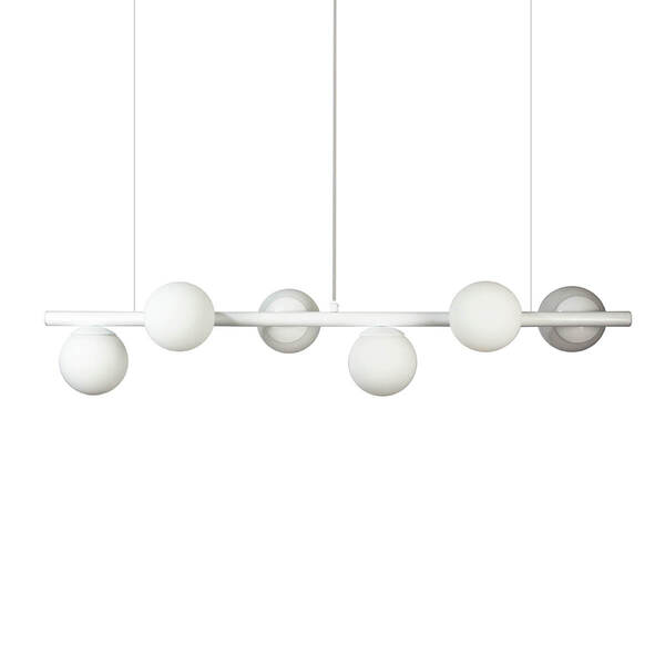 Lustre Pendente Figo BRANCO - 6 Globos Esfera de Vidro Branco Lustre Pendente Figo BRANCO - 6 Globos Esfera de Vidro Branco