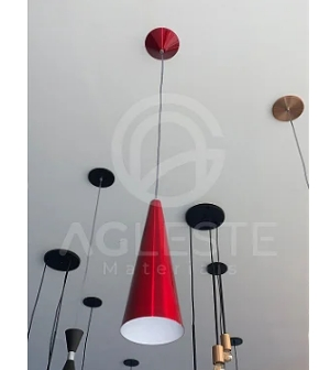 Pendente Cone Sem Furo Vermelho Metalico/Branco - T.Y Iluminação Pendente Cone Sem Furo Vermelho Metalico/Branco - T.Y Iluminação