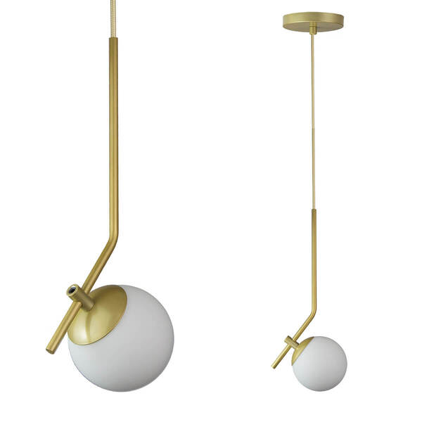 Kit 2 Pendentes ON LY - DOURADO com globo de vidro Branco Kit 2 Pendentes ON LY - DOURADO com globo de vidro Branco