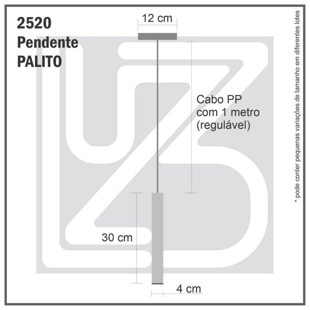 Kit 2 Pendente Tubo Palito Moderno 30cm - Ouro