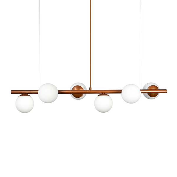 Lustre Pendente Figo BRONZE - 6 Globo Esfera de Vidro Branco Lustre Pendente Figo BRONZE - 6 Globo Esfera de Vidro Branco