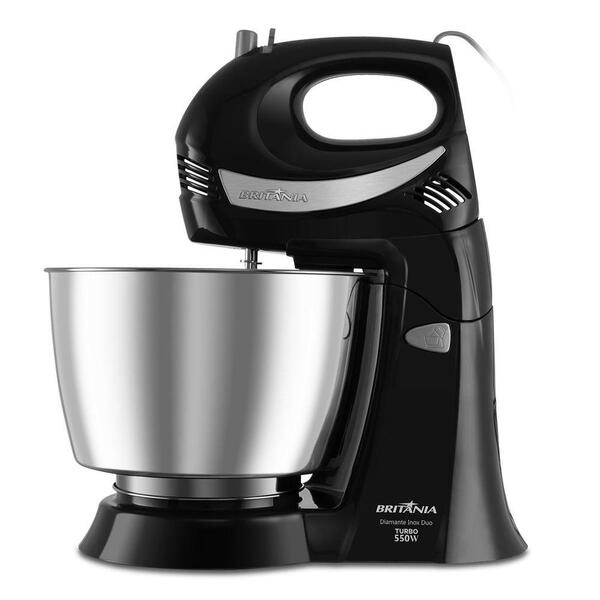 Batedeira Britânia Diamante Inox Turbo Duo 4,3L 550W 127V Batedeira Britânia Diamante Inox Turbo Duo 4,3L 550W 127V