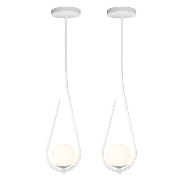 Kit 2 Pendentes Lustre On Drop BRANCO globo de vidro BRANCO