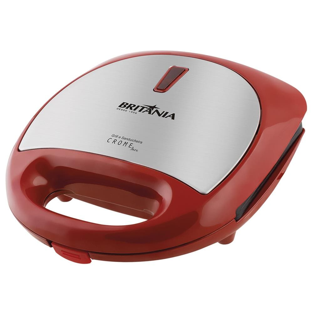 Sanduicheira Grill Britânia Crome Inox - Prata/Vermelha - 220v Sanduicheira Grill Britânia Crome Inox - Prata/Vermelha - 220v