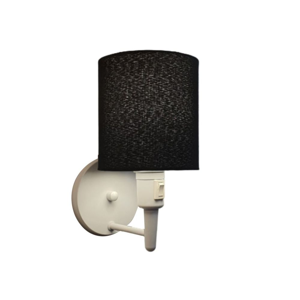 Arandela Cone Md-2030 Branco Cúpula em Tecido Preto Arandela Cone Md-2030 Branco Cúpula em Tecido Preto